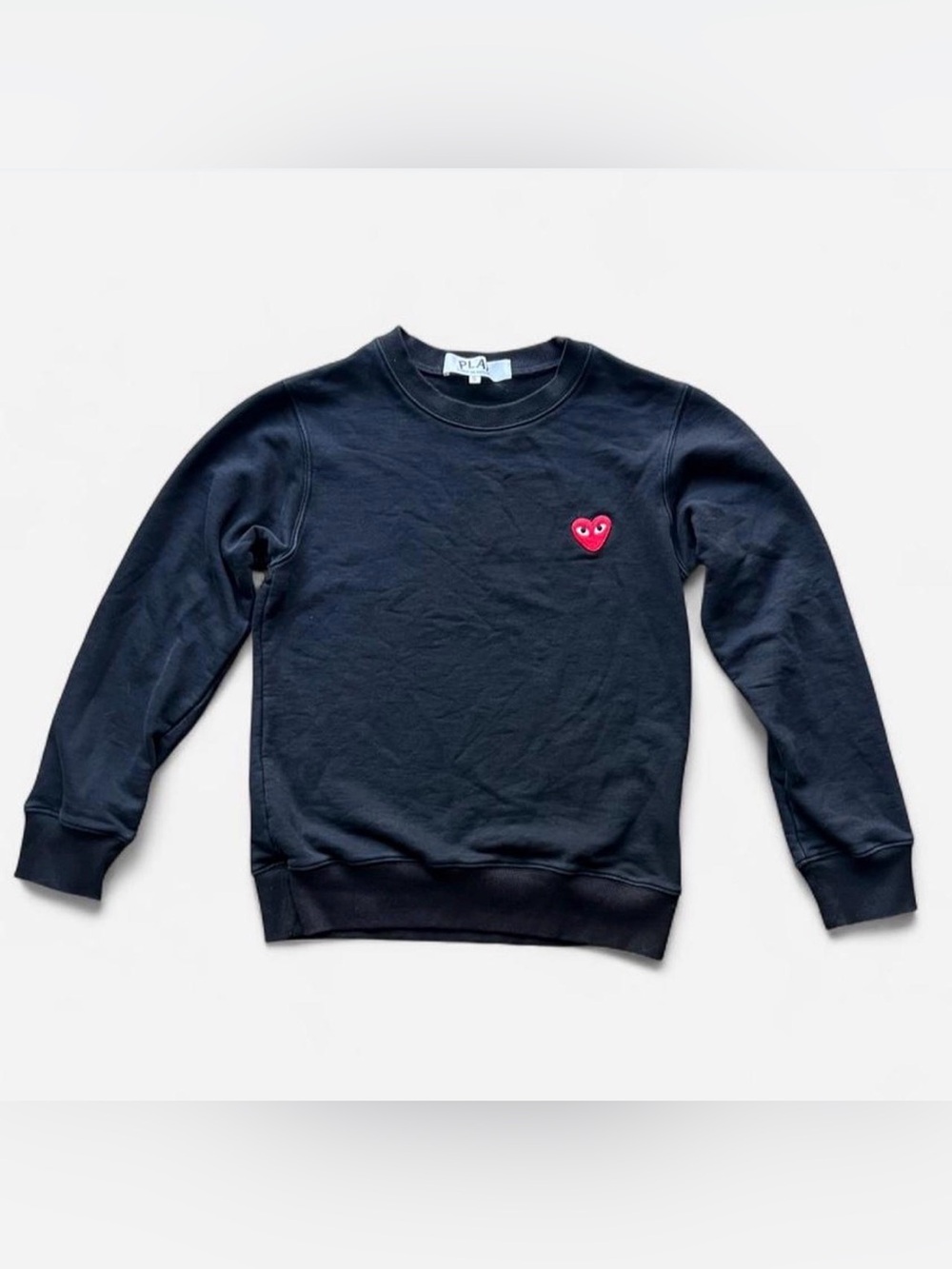 Comme des Garçons Play Knit Emblem Crewneck Sweatshirt with red heart size S